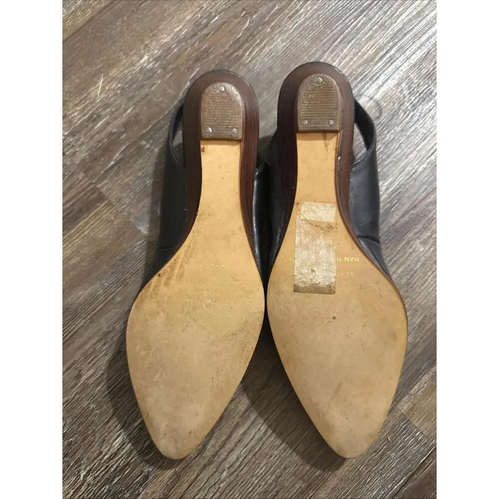 Fashion 10 Endicott Johnson Vintage Leather Pumps Wedge Classic Minimalist Black Size 5.5 - Image 5