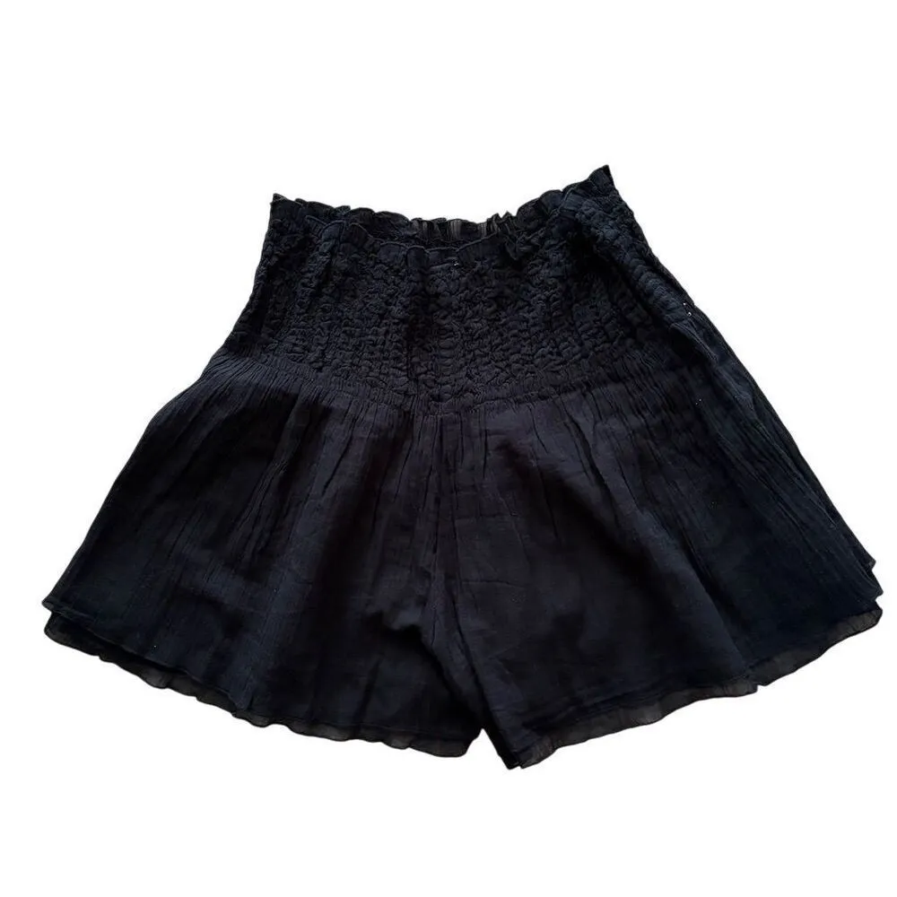 Natural Life Women's Black High-Waist Tiered Gauze Beaded Shorts One Size Boho - Image 2