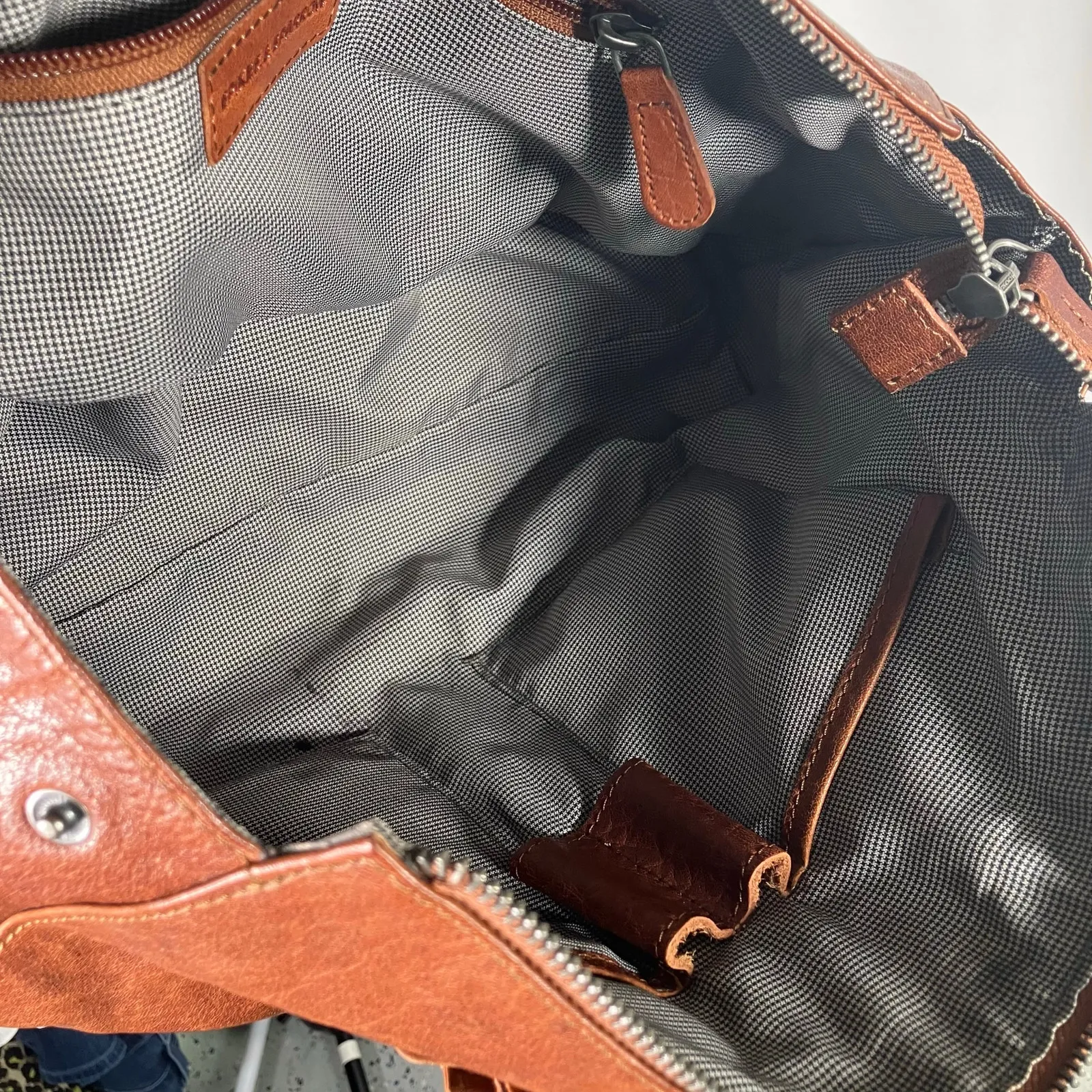 Spikes & Sparrow Brown Leather Tote Bag Shoulder Purse Zip Top Dual Straps - Image 16