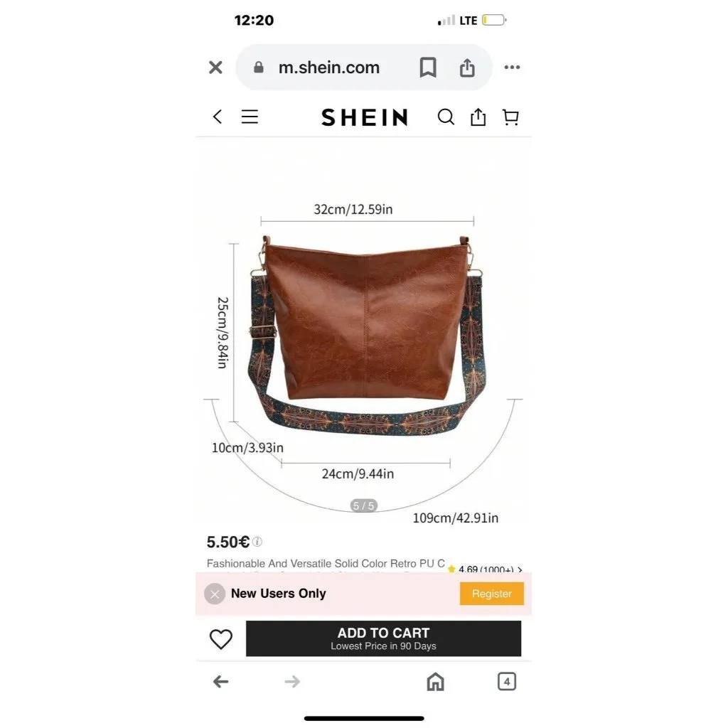 Crossbody Bag Retro Style Strap Bag Purse ~ Carmel Brown Color ~ New - Image 7