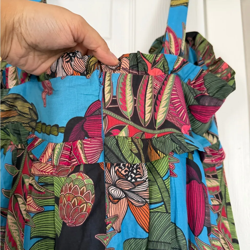 Farm Rio Totally Tuiuiu Cotton Colorful Jungle Tropical Maxi Dress - Image 10