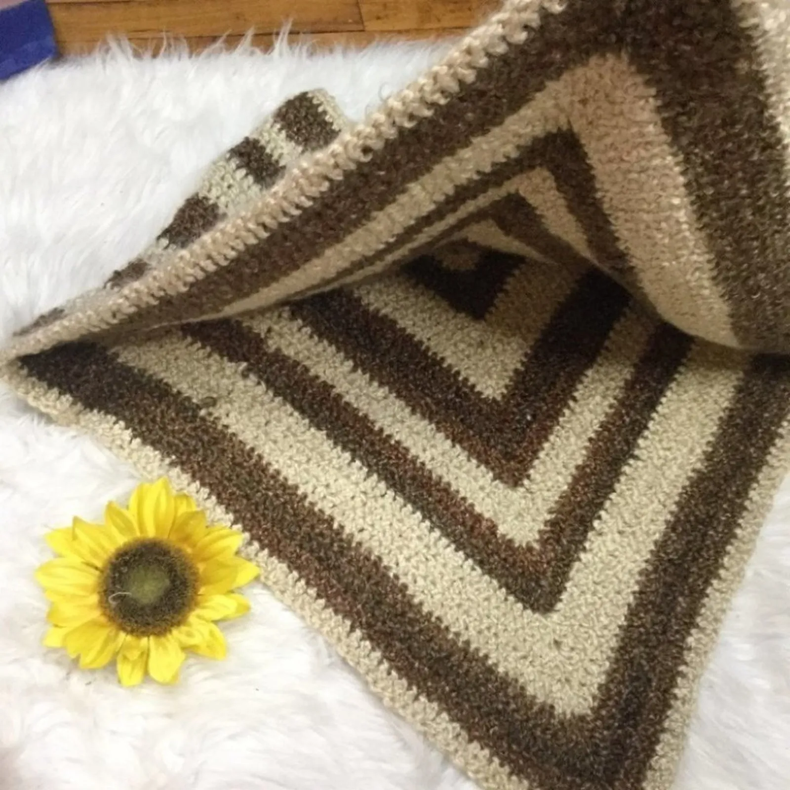 Knit Poncho Brown Vintage Top Over shoulder Soft Handmade Boho Indie Fall - Image 4