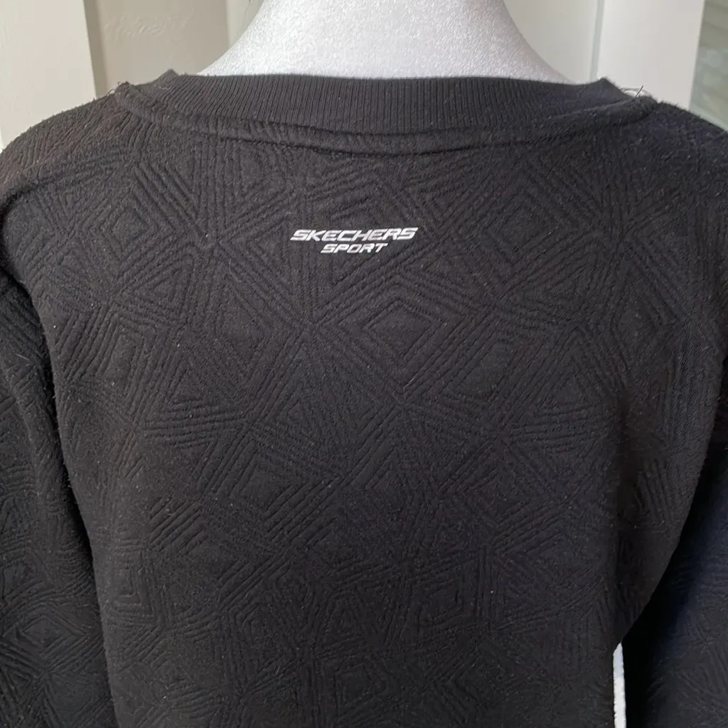 Sketchers Sport Black Jacquard Quilted Crewneck Sweatshirt Size Small - Image 4