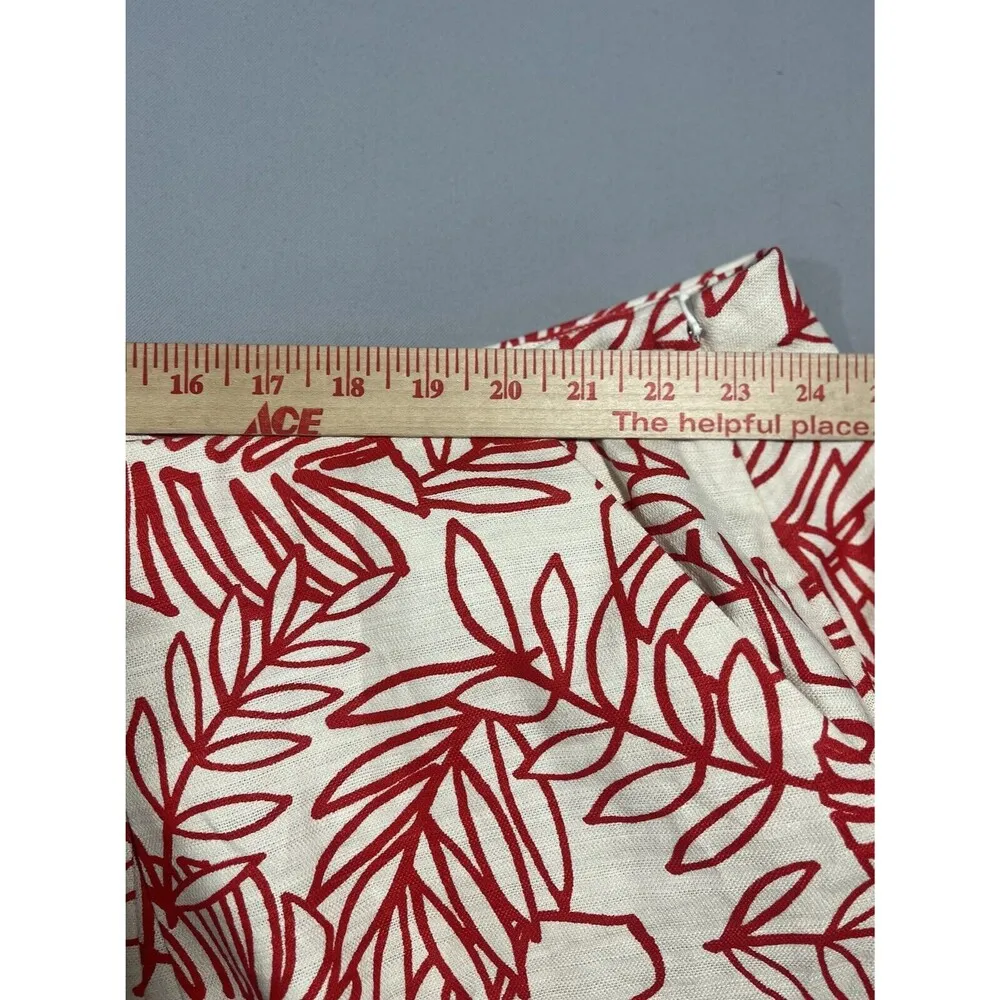 Lane Bryant Linen Leaf Print Pleated Skirt Pockets Swing A-Line Plus 28 NWT - Image 5