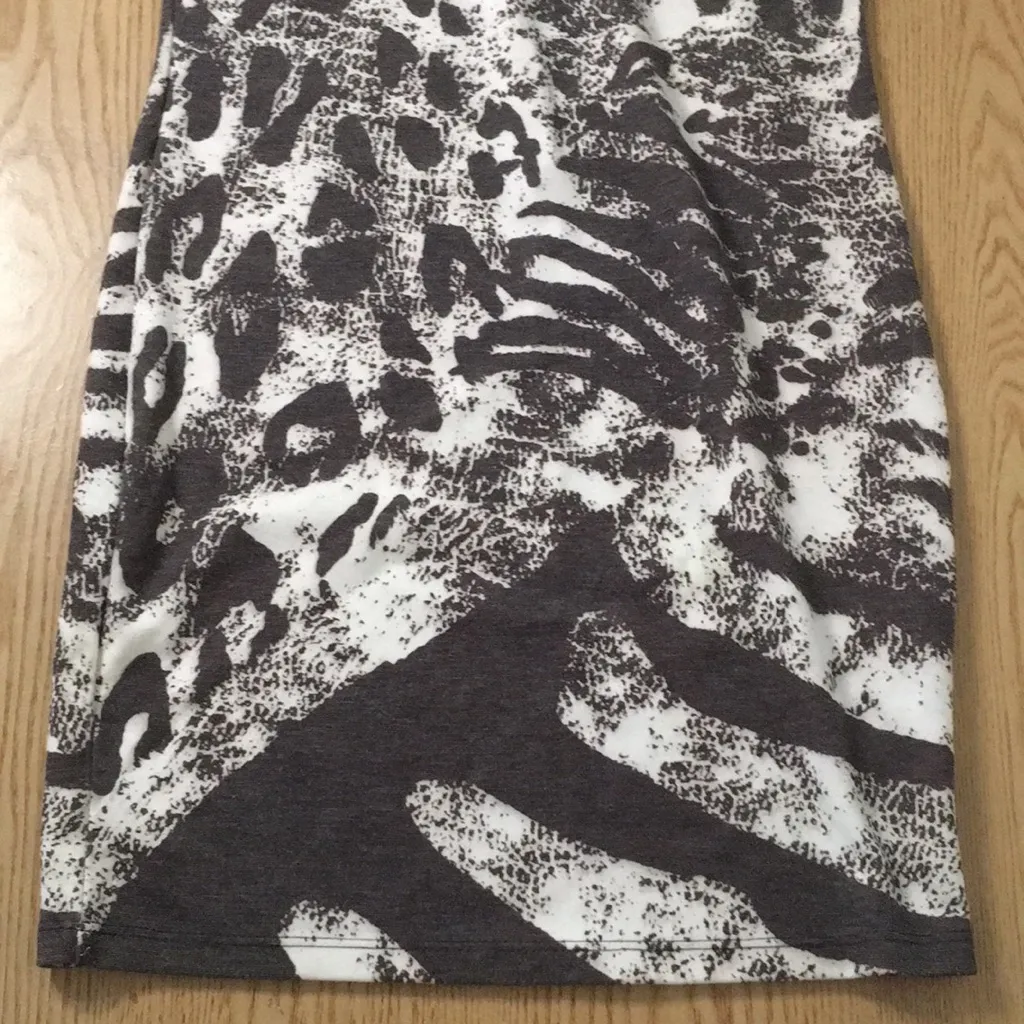 Womens Forever 21 Animal Print Dress Stretchy Off White Gray-Brown Size Large - Image 3