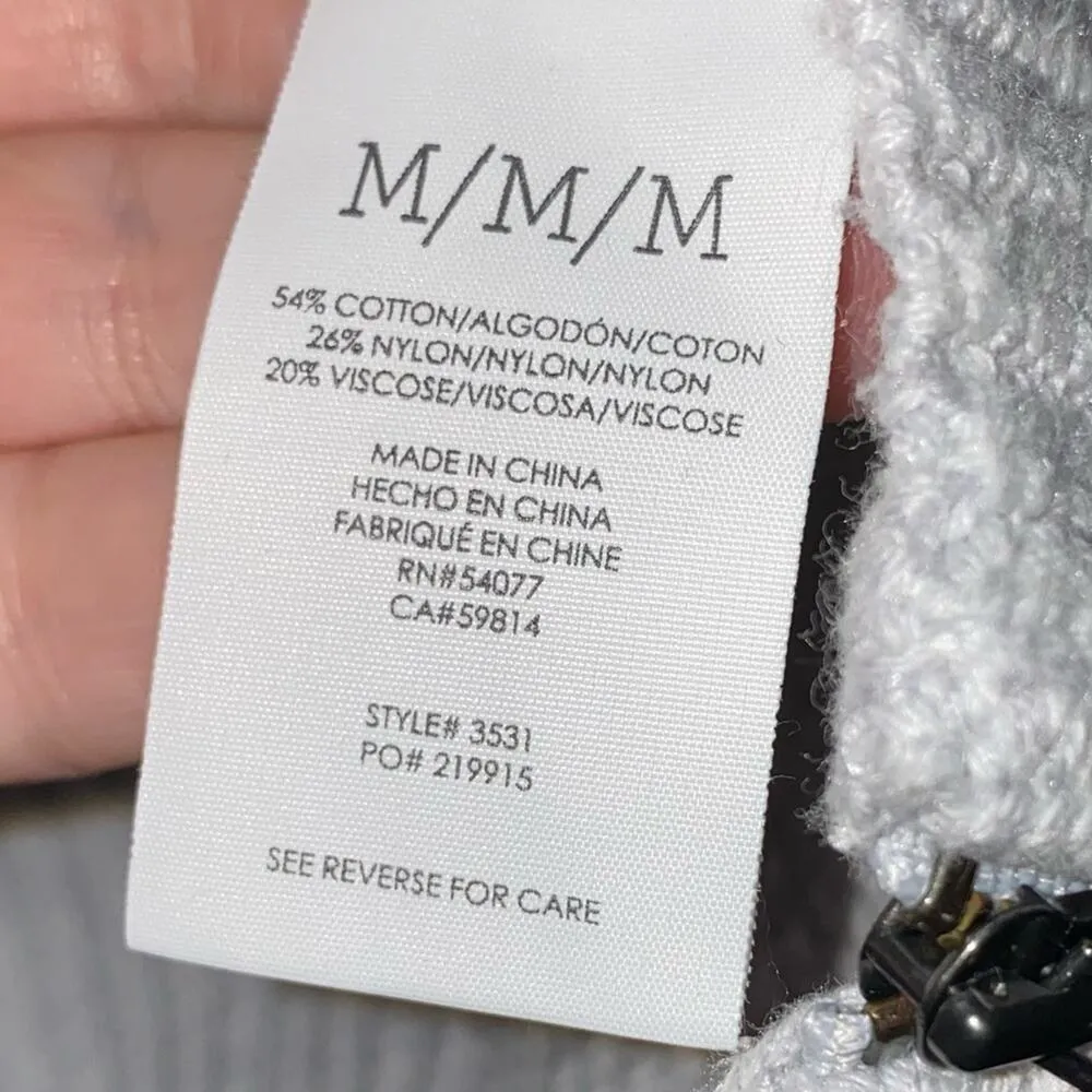 Cabi Gray Deep V Neck Pullover with Side Zip Asymmetrical Hemline Knit Cotton - Image 7