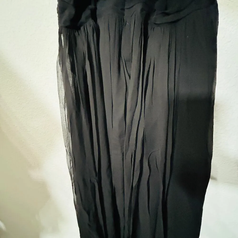NEW Retrofête Zion Silk Chiffon Dress Bodysuit Lined Black Sz Large $595 Baddie - Image 16