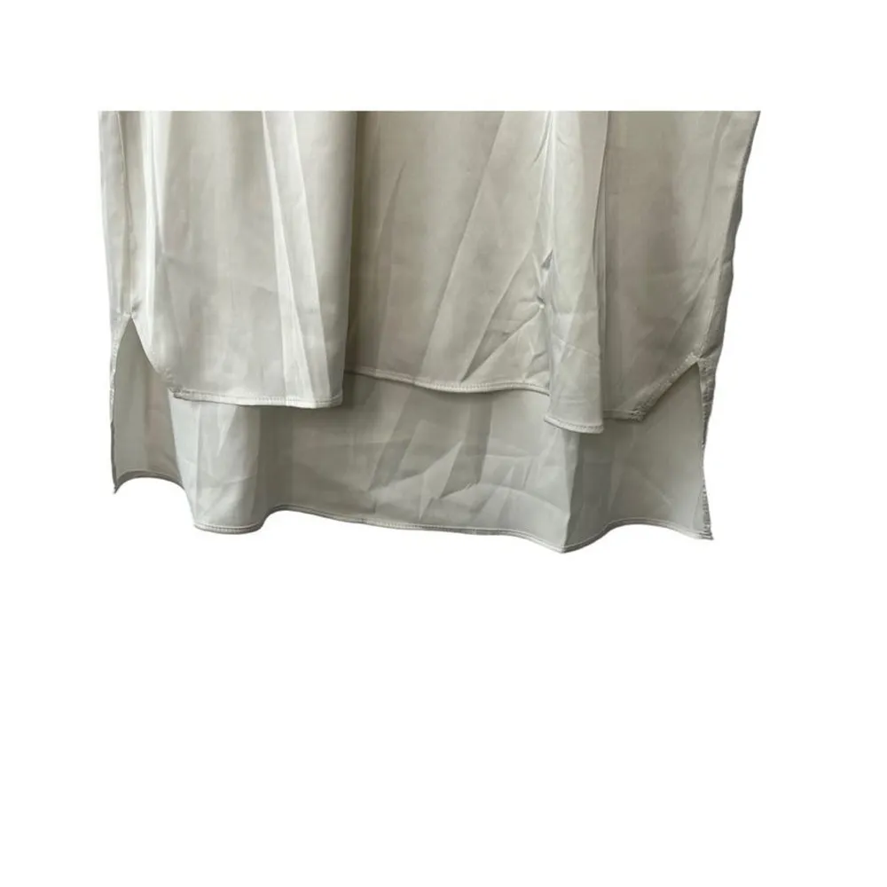 Chico's White Satin Layering Elbow Sleeve Tee Blouse Women's Small 4 New - Image 3