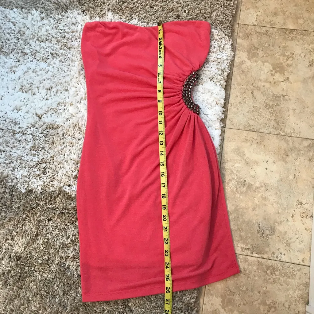 Y2k Codigo strapless body con dress w/ side cut out Sz Small Coral? Party Hoco Pink - Image 5