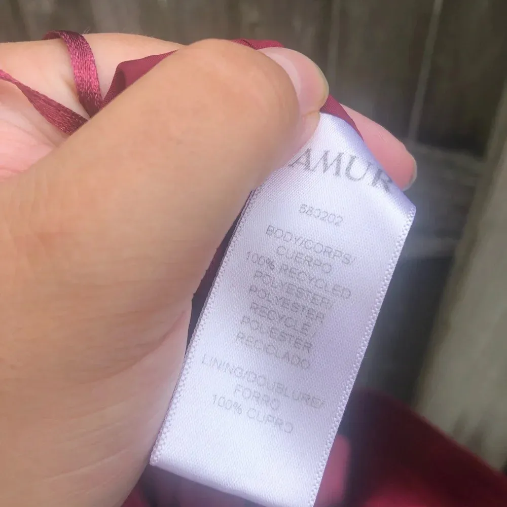 AMUR LORELAI BURGUNDY RUFFLE SATIN GOWN Red Size 8 - Image 5