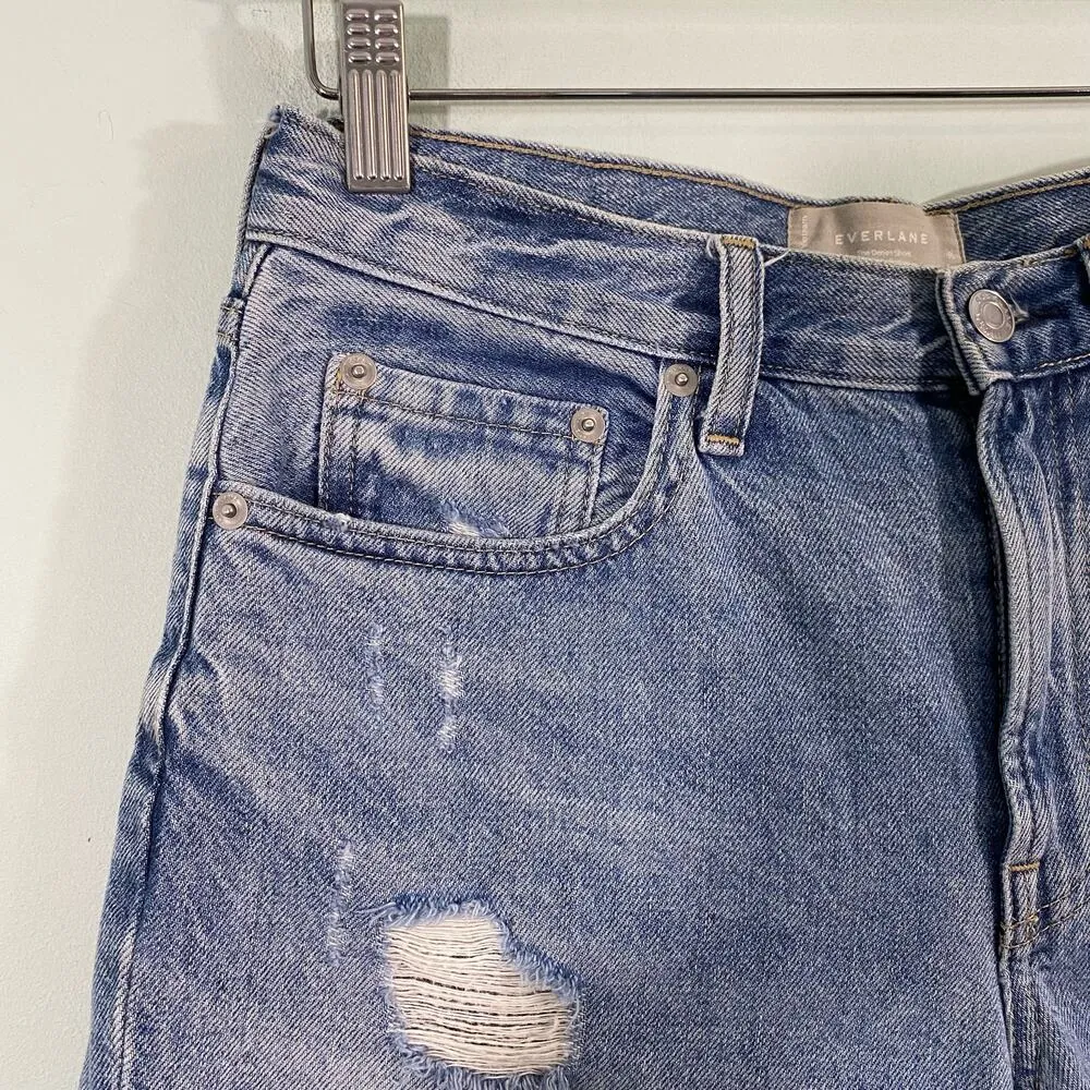 Everlane Women's Blue Organic Cotton Cuff Hem Denim Shorts Size 25 - Image 5