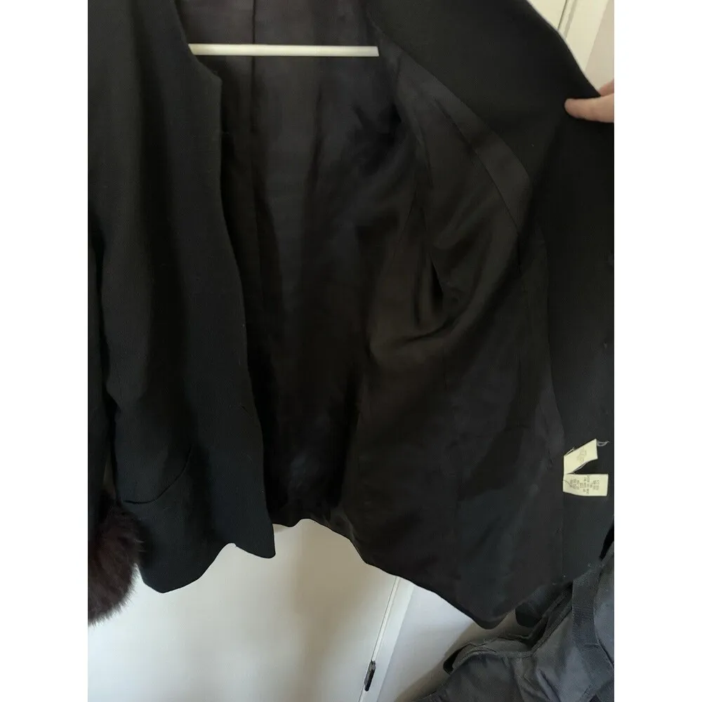 Vintage Lynn Greene for Richard Neal Jacket Women Size 12 Wool Dyed Blue Fox Fur - Image 8