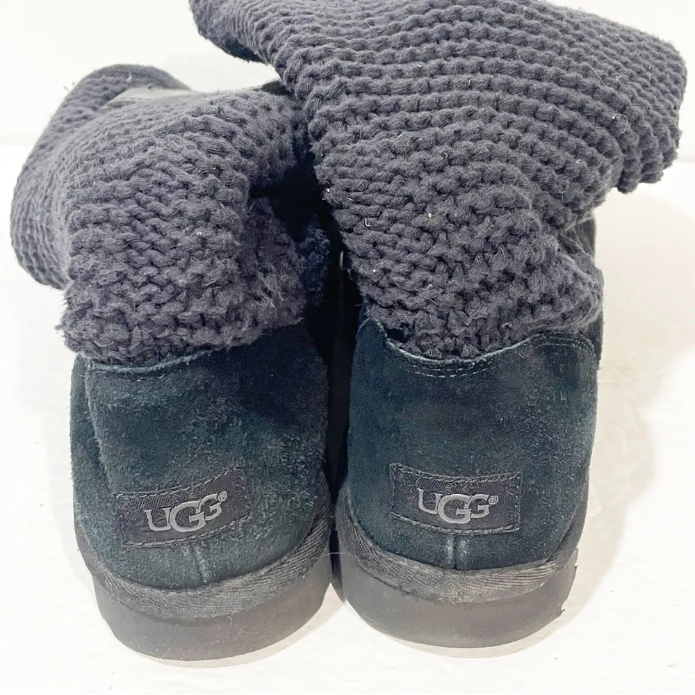 UGG Australia Shaina Size 11 Black Suede Leather /Knit High Ankle Boots 1012534 - Image 5
