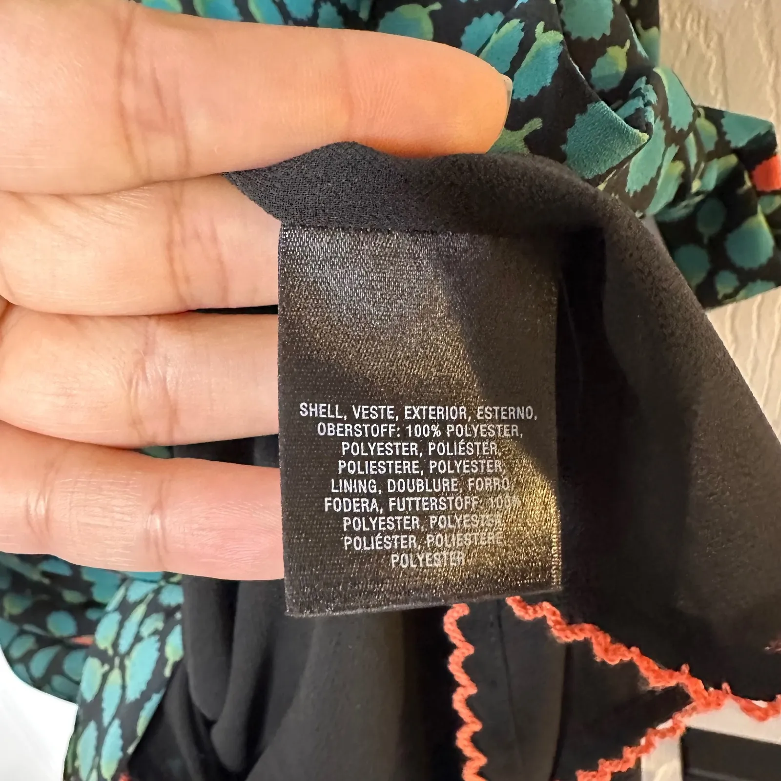 HD in Paris Anthro Teal Blue & Orange Print V Neck Midi Dress Size 10 Wrap Tie - Image 6