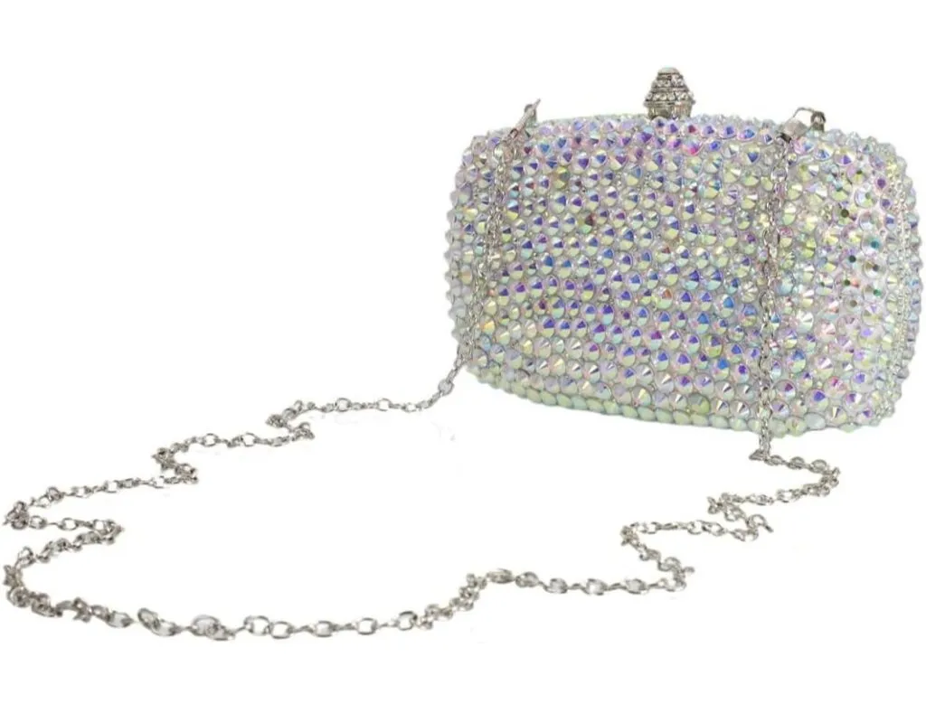 ⚡ Women's Silver Rhinestone Diamond Glitter Shining Evening Crossbody Bag - Image 1