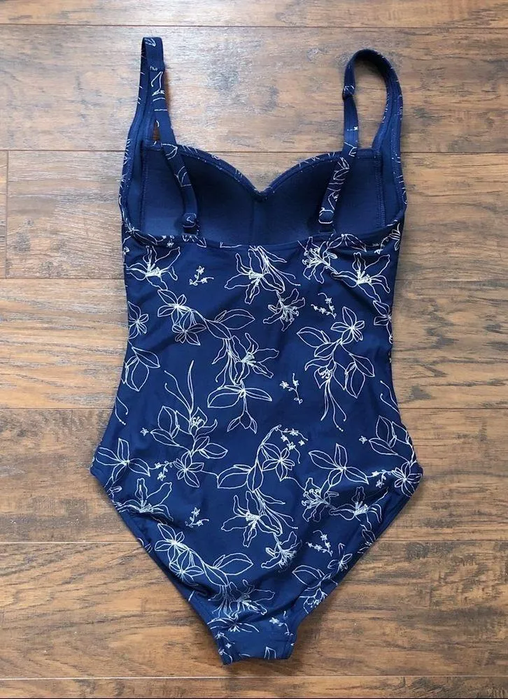 Niptuck Swim • Joanne one piece swimsuit Garden Line Foil navy silver floral Blue Size 4 - Image 9