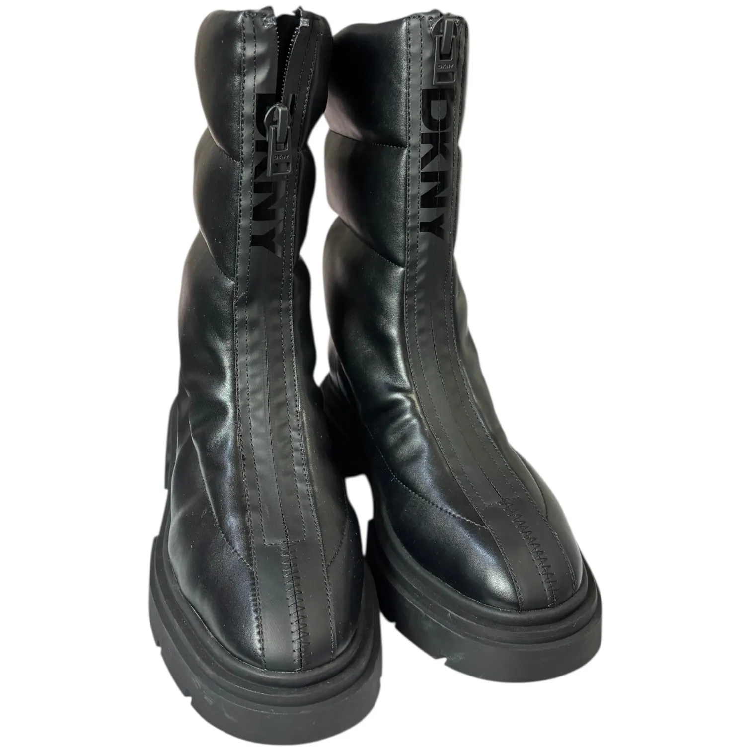 New DKNY Womens Fiza Chunky Platform Zipper Boots Black sz 9M MSRP $169 Lug Sole - Image 2