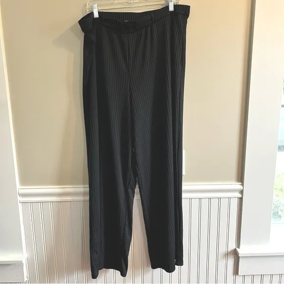 Primark Wide-Leg Trousers Belt Size US 16 Comfy Chic  Ribbed Flattering - Image 5