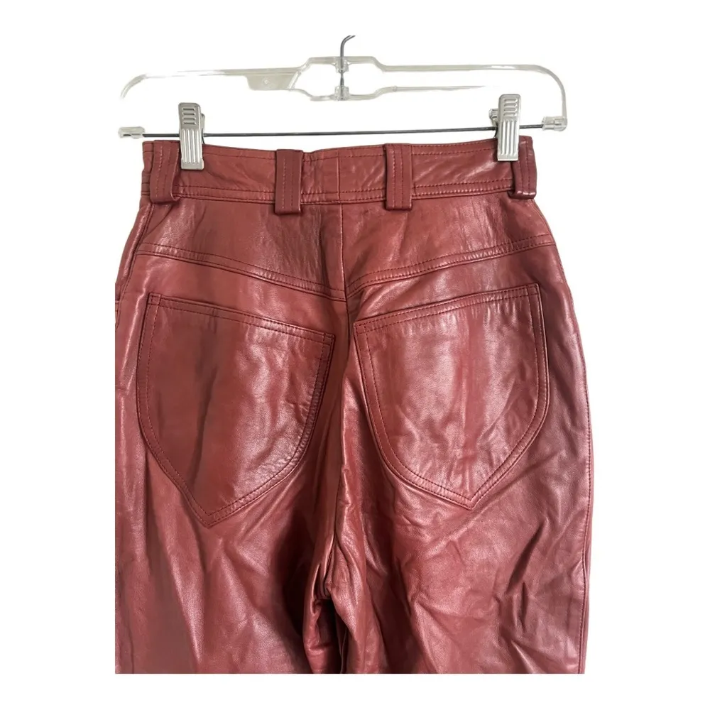 90s Escada By Margaretha Ley 90s Brown Leather High Waisted Pant Size 34(US S) - Image 13