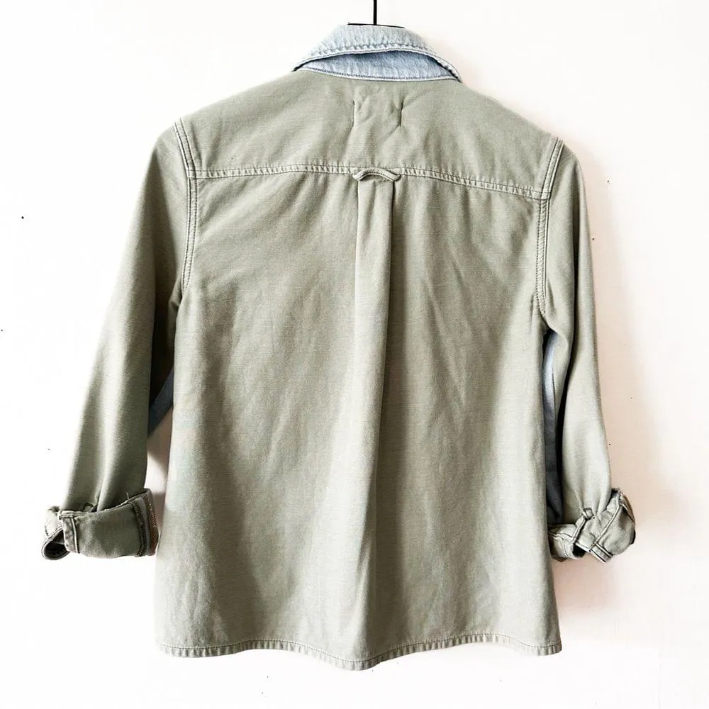 Frame Women's XS Denim Cargo Mix Shirt Jacket - Image 14