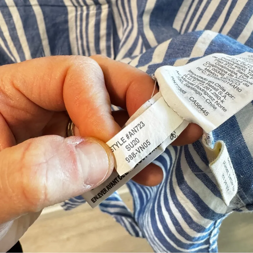 Madewell Linen Blend Courier Button-Back Shirt in Blue White Hinsdale Stripe XXS - Image 4