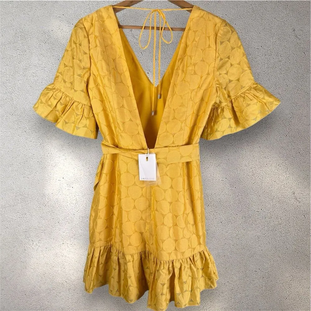 C/MEO Collective Magnetise Mini‎ Dress In Honey Ruffle Tie Waist Revolve NWT XL - Image 6