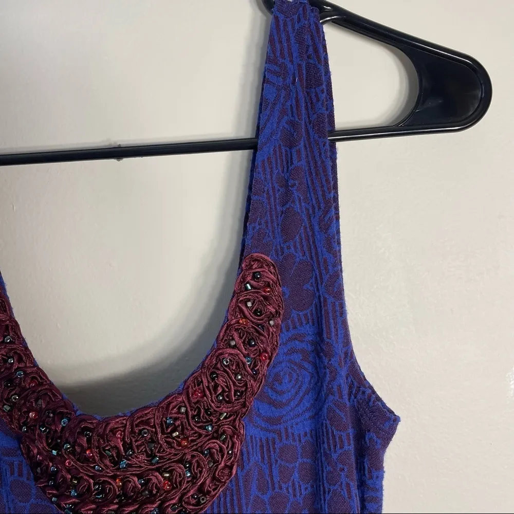 Free People Rock Princess Embellished Purple and Maroon Fit and Flare Mini Dress - Image 3