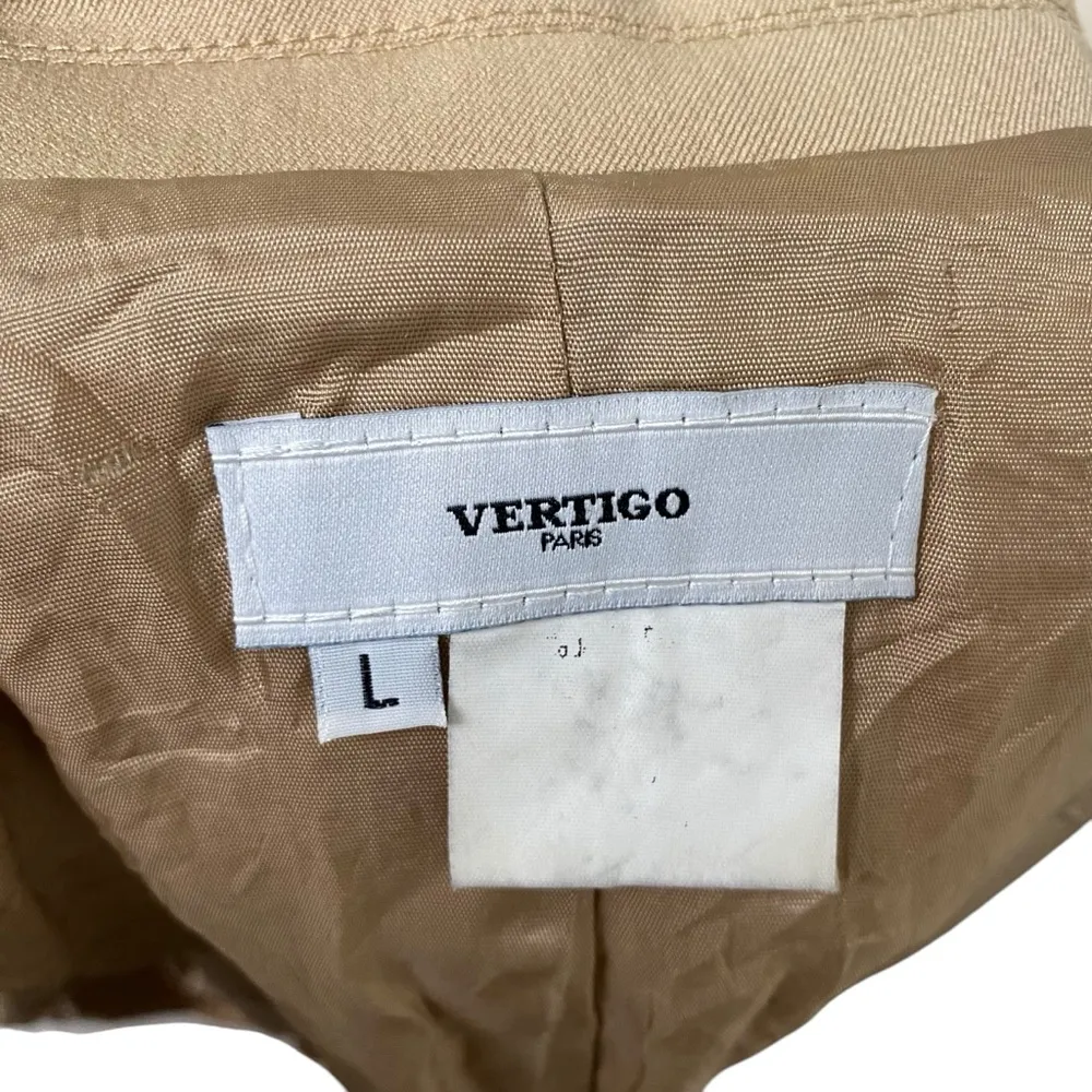 Vertigo Paris Tan Blazer With Contrast Stitching Made In France Size Large - Image 11