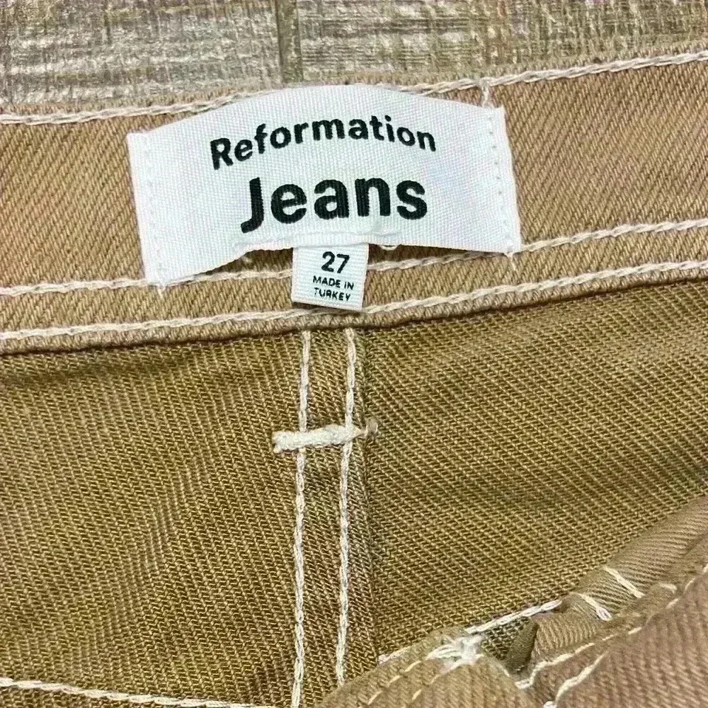 Reformation jeans straight leg cargo tan organic cotton tencel blend‎ Sz 27 - Image 5