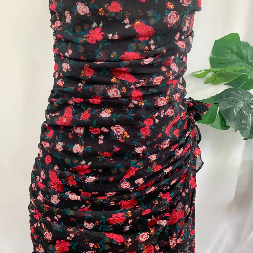 For Love And Lemons Black and Red Floral Mini Dress Size XS - $83 - From  Alex