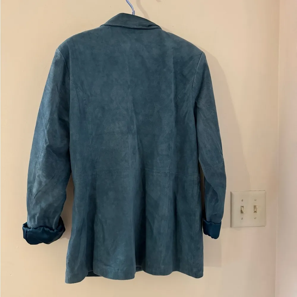 DIALOGUE 100% suede leather jacket blue size M Size M - Image 4