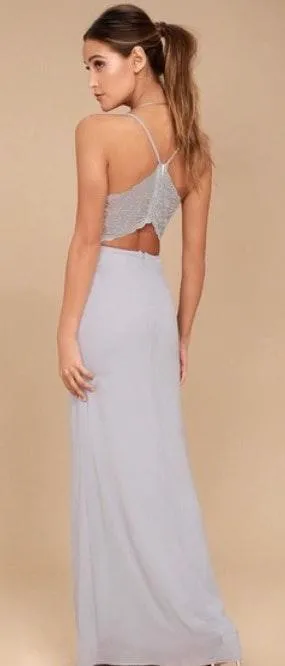 Lulus Gray Lace Maxi Dress - Image 3