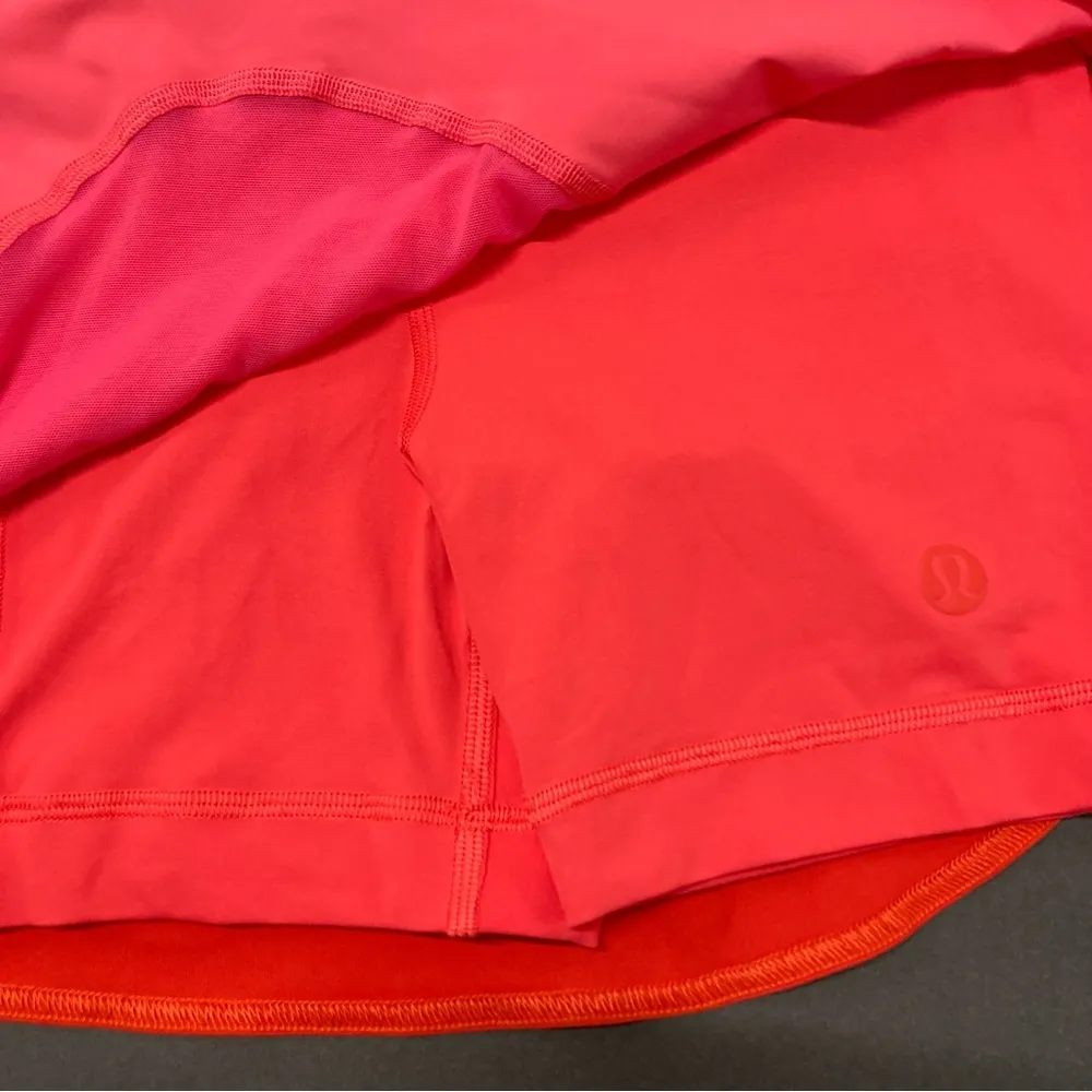 lululemon Tennis Skirt Size 2 Red Pink Asymmetrical Layered High Rise Skirt NWT - Image 5