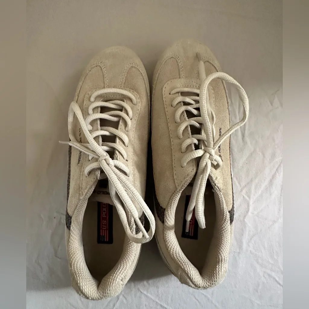 U.S. Polo Assn. Women’s Sneakers Size 8 Beige Suede Retro Casual Shoes - Image 3