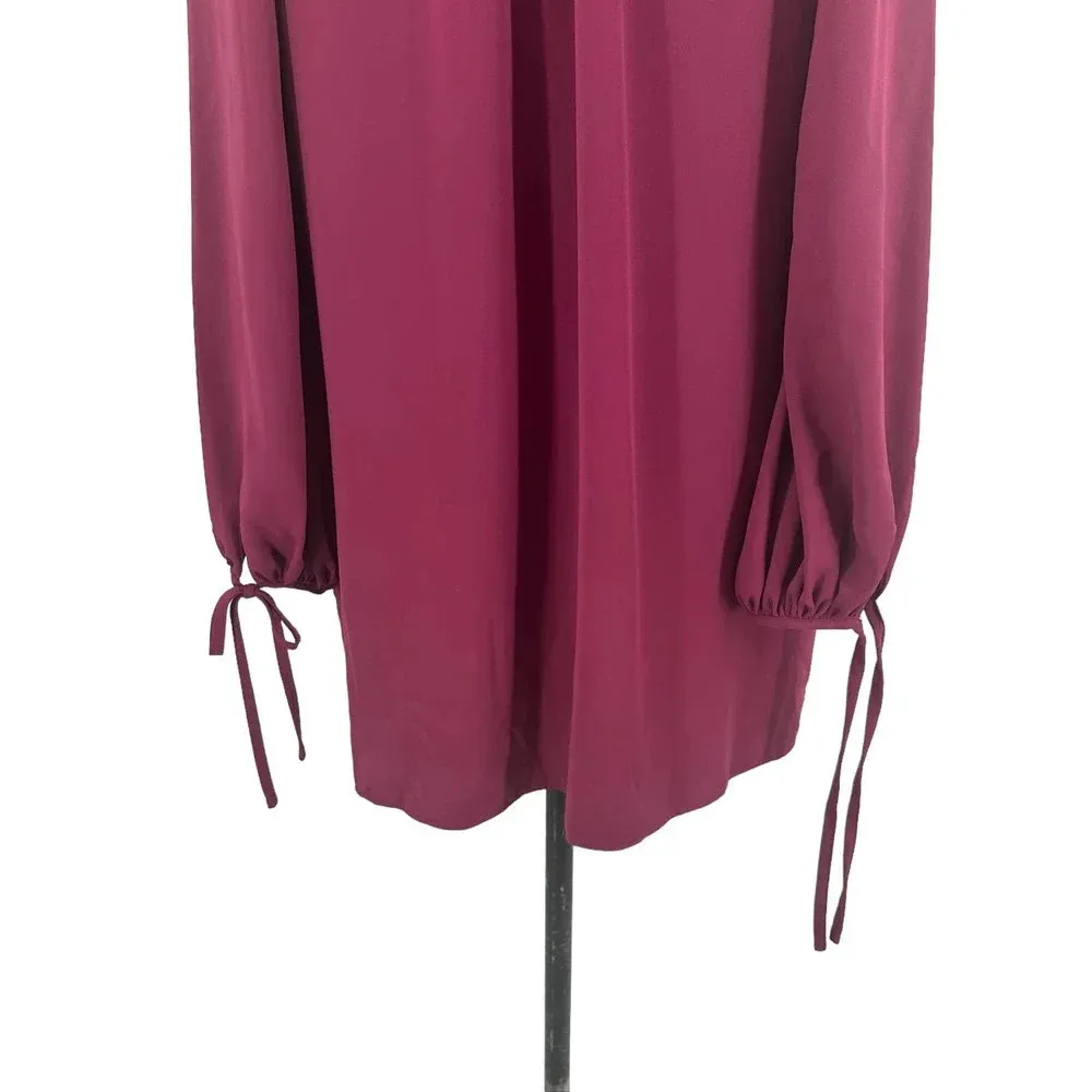 Amanda Uprichard‎ Vittoria Shift Dress Long Sleeve Purple Burgundy Size Small - Image 5