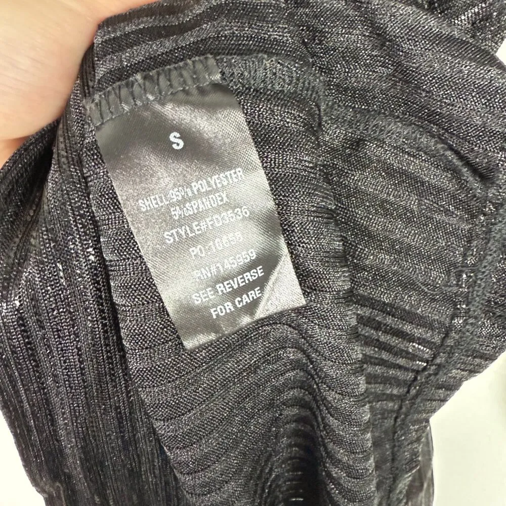 NWT  Long Sleeve Ribbed Metallic V-Neck Dress Black Size Small S NEW - Image 7