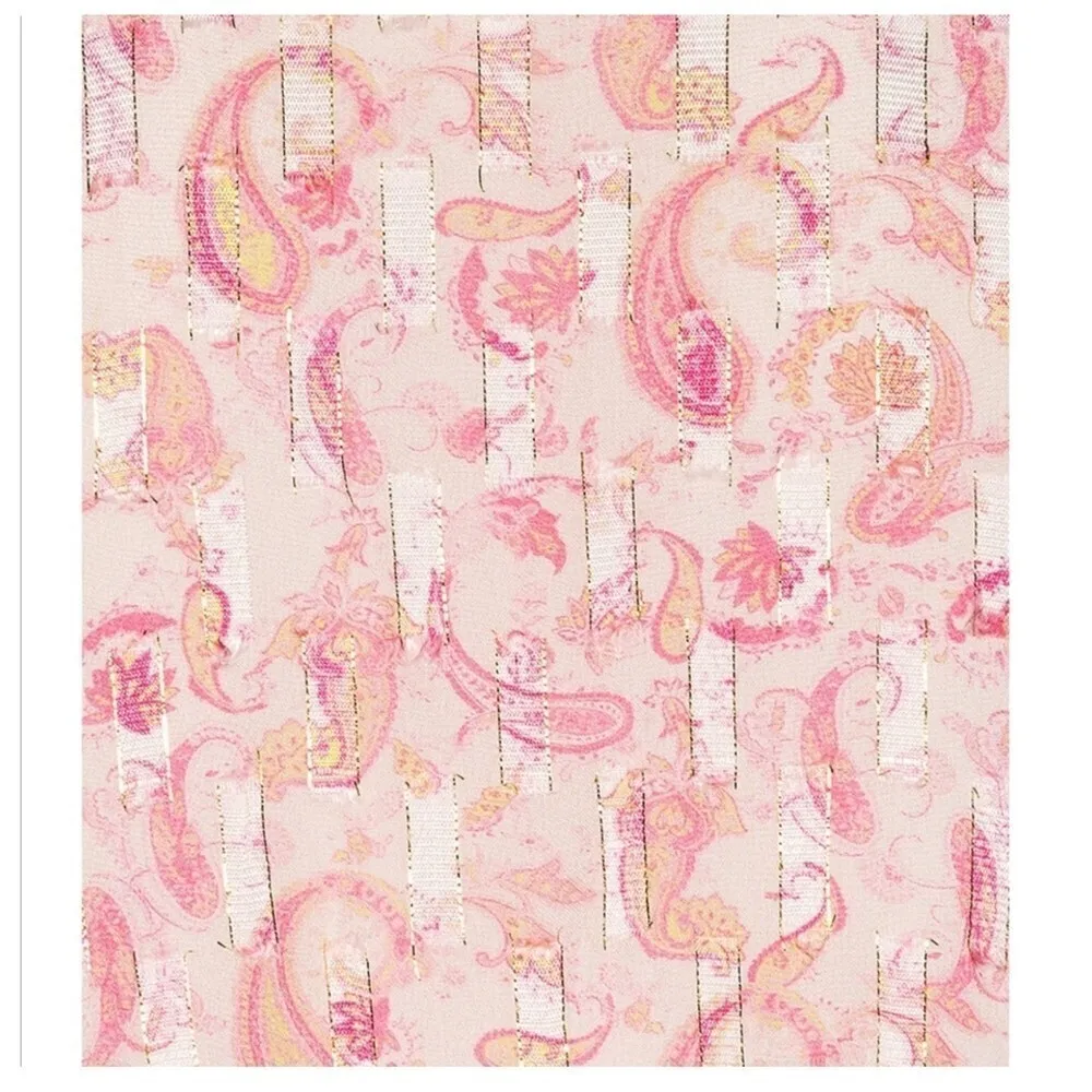 Rococo Sand Candy Blouse Pink Paisley Metallic Long Sleeve Size Medium - Image 4