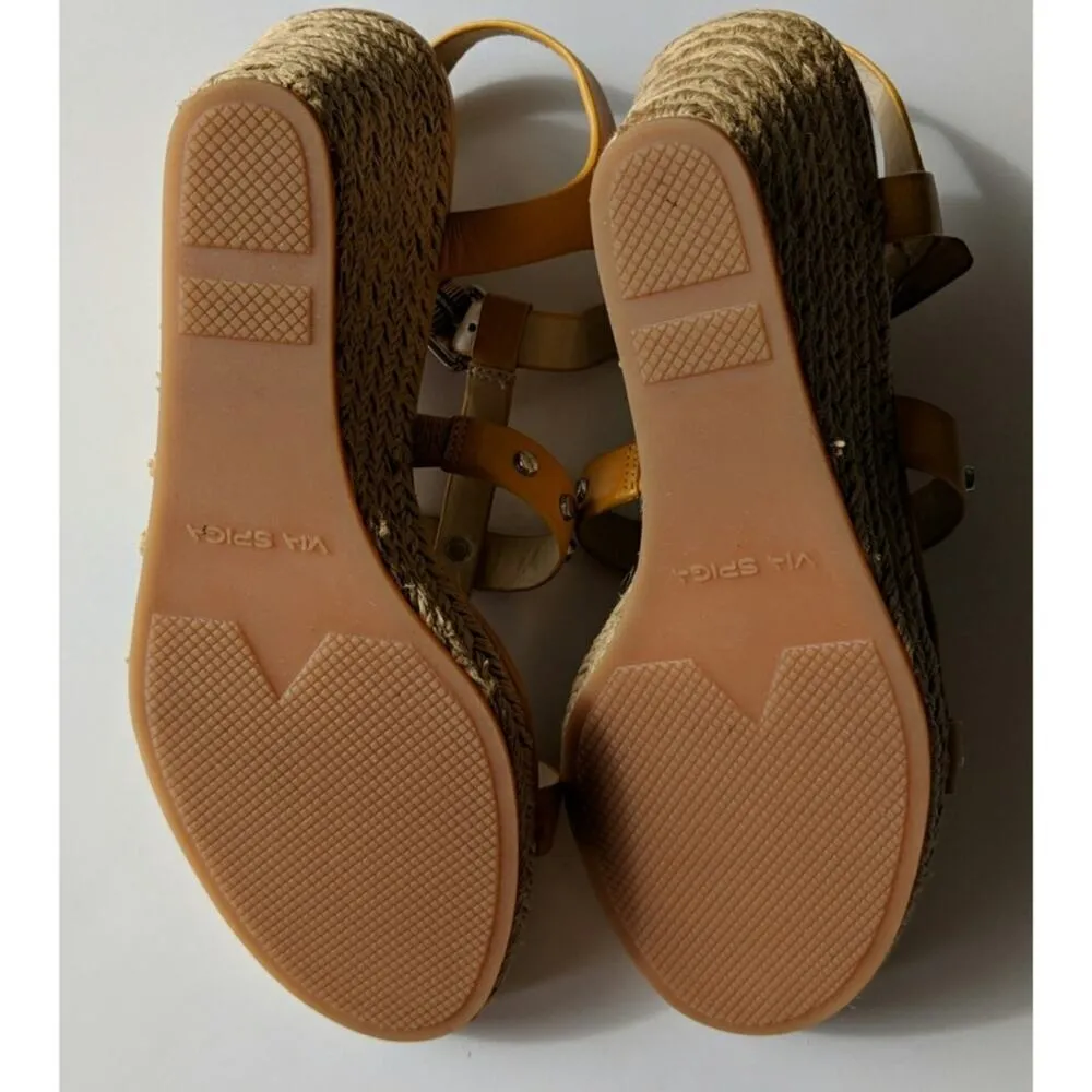 Via Spiga Indya Studded Wedge Sandal Open Toe Adjustable 8M New - Image 4