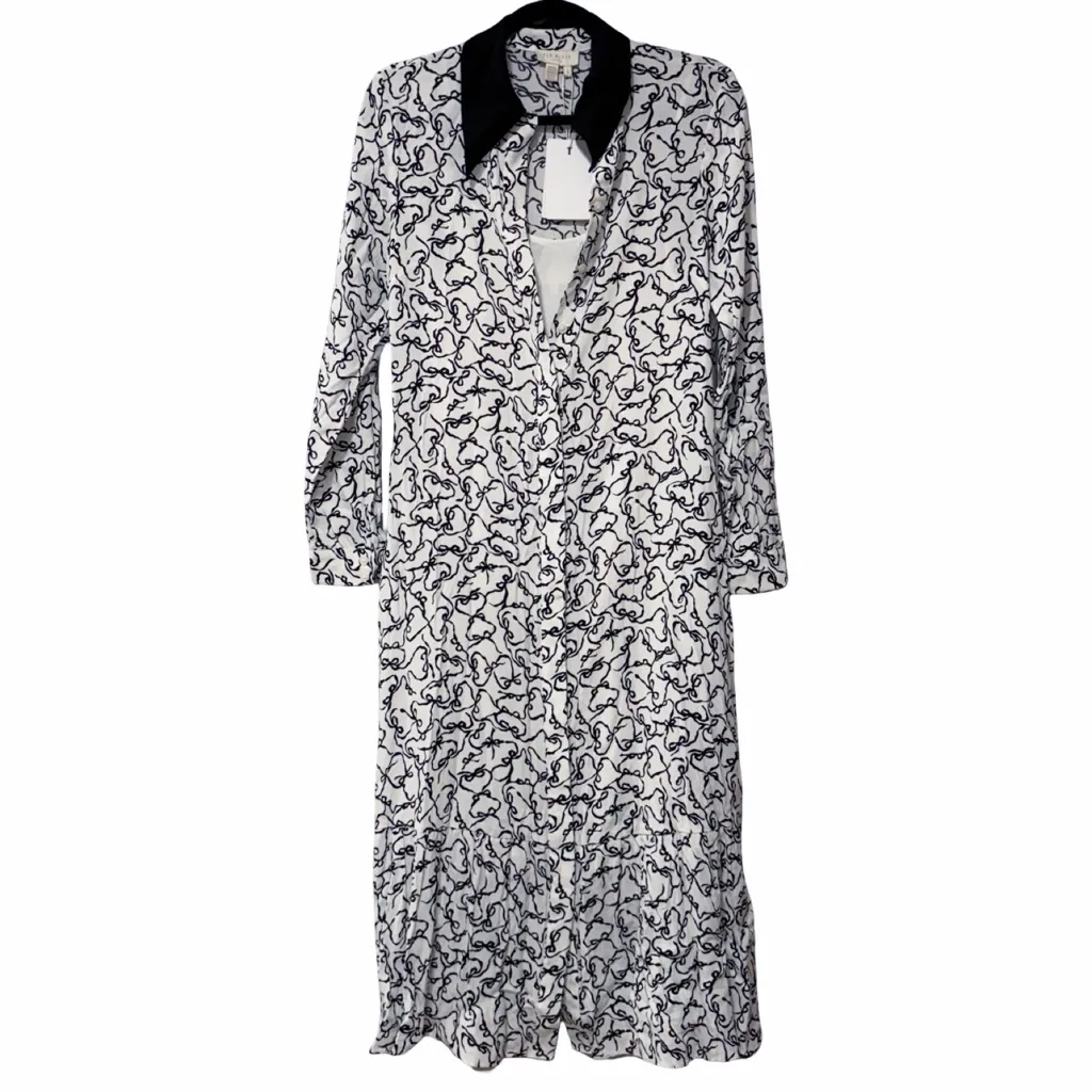 NWT TED BAKER London Metropolis Long Sleeve Black White Shirtdress Sz S - Image 3