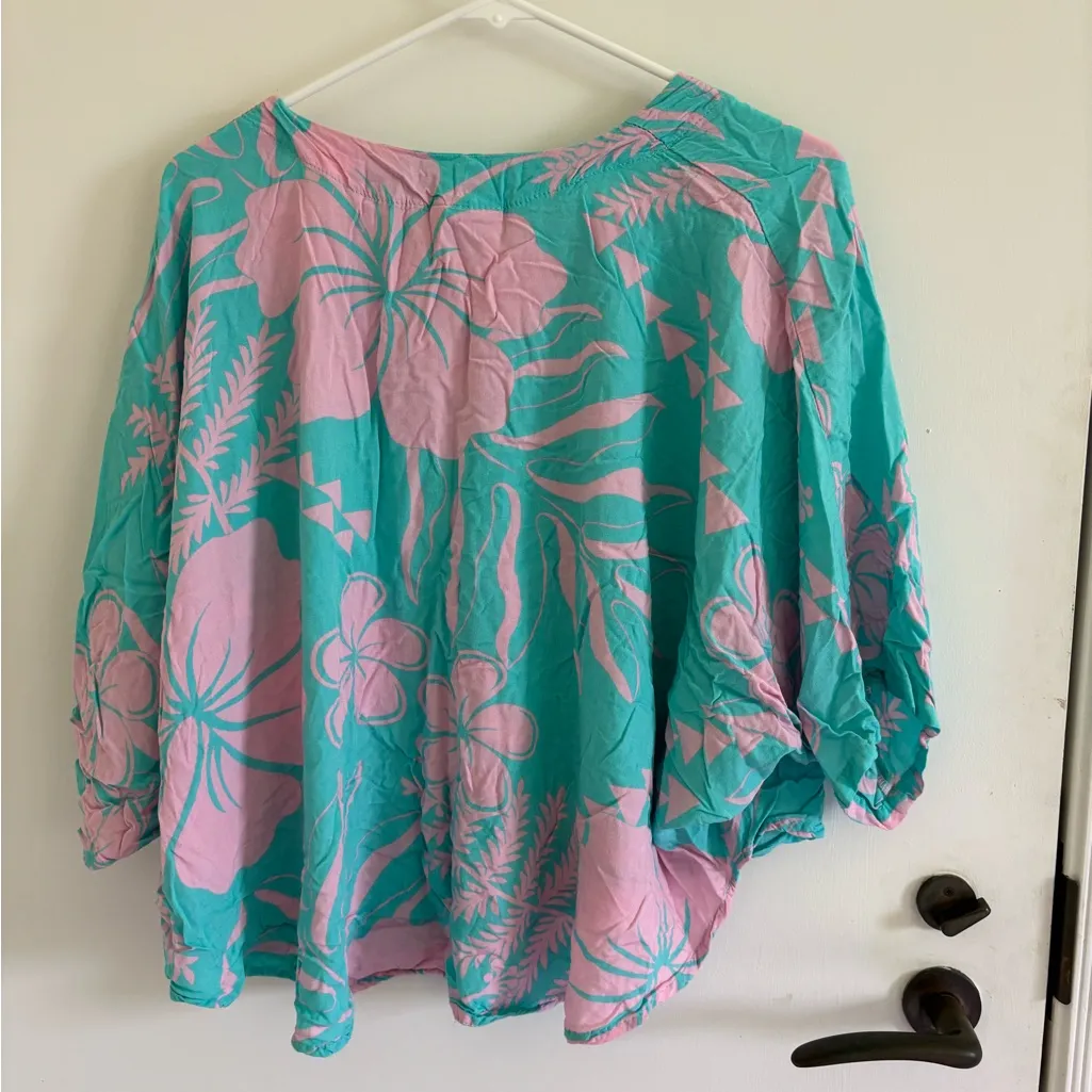 5 for $25 Makai Beach Hawaii dolman sleeve tropical print top L/XL Pink Size L - Image 2