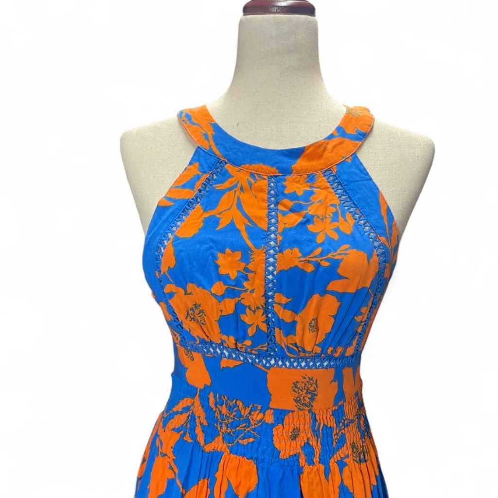 Anthropologie Abel the Label Charlie Blue Orange High Neck Backless Maxi Dress S - Image 2