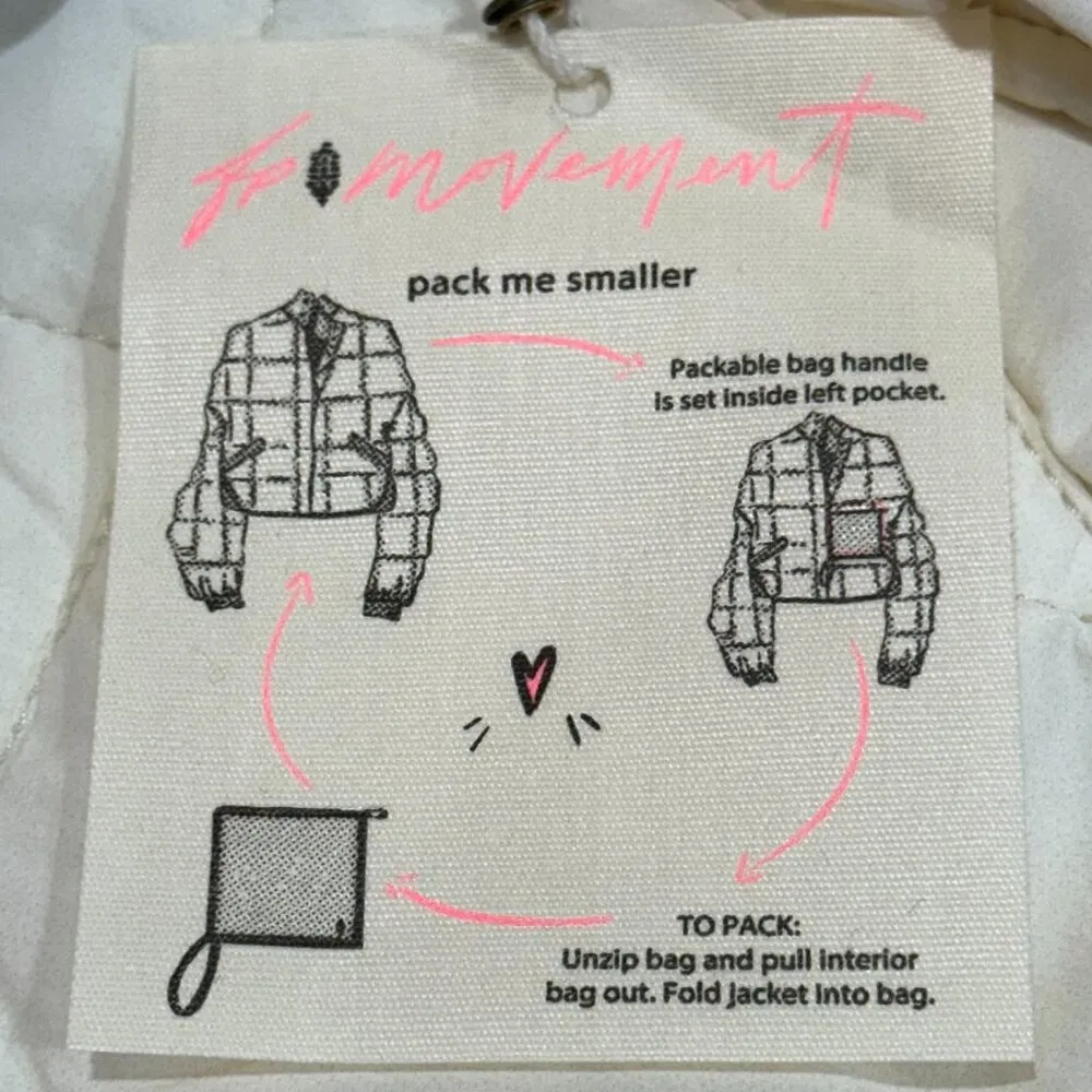 FP Movement x Hatch Printed Puffer Jacket XS NWT Winter Cold Maternity Insulated White - Image 7