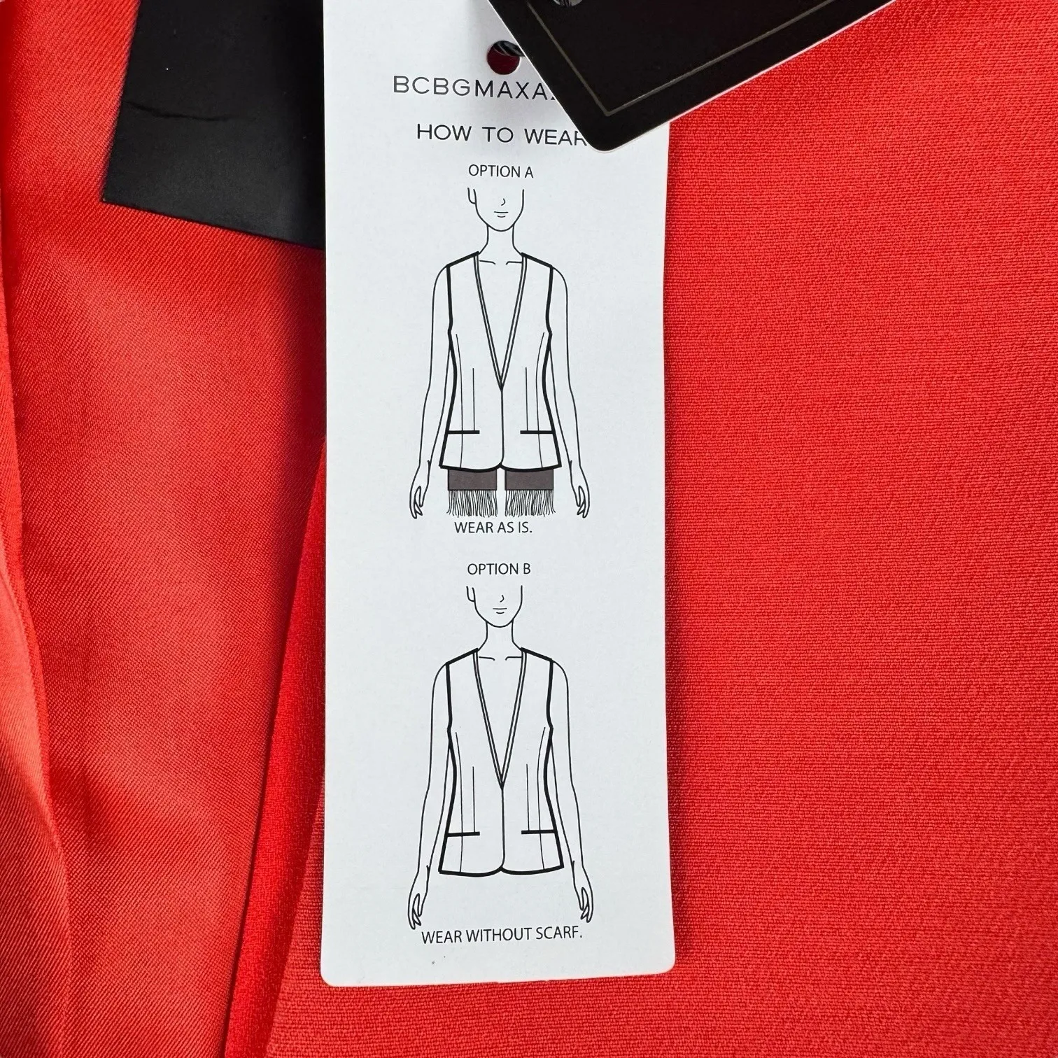 BCBGMAXAZRIA Jared Fringe Scarf Blazer‎ Vest Orange NWT Sz S - Image 4