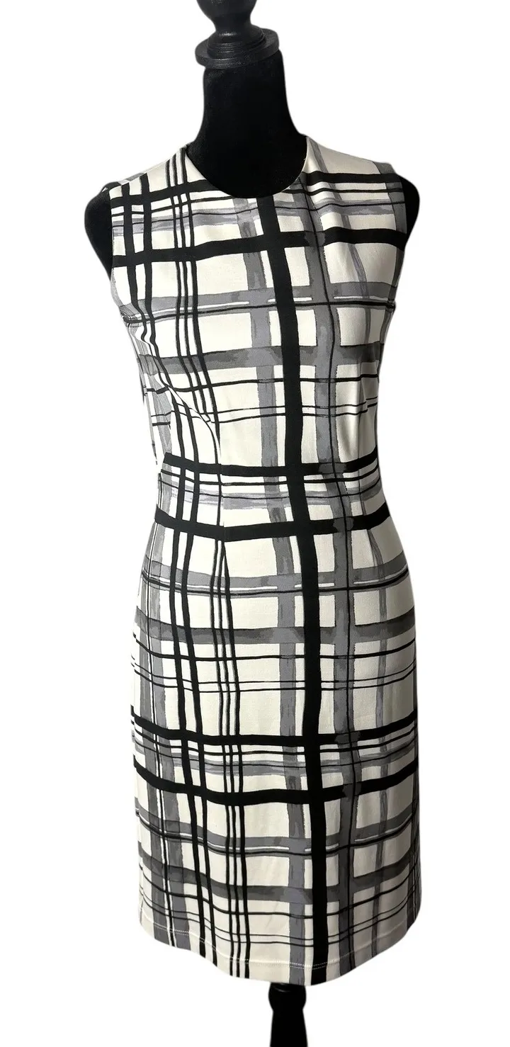 J.McLaughlin Devon Plaid Sleeveless Sheath Dress Size XS Stretch Office Retro - Image 1
