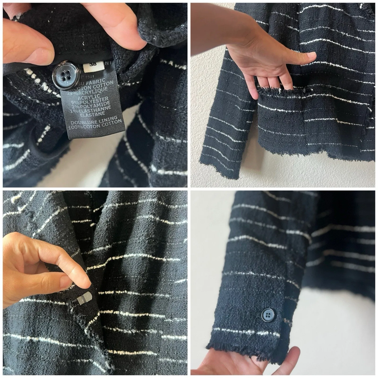 Isabel Marant Étoile Black & White Tweed Jacket Size 38 France Made - Image 7