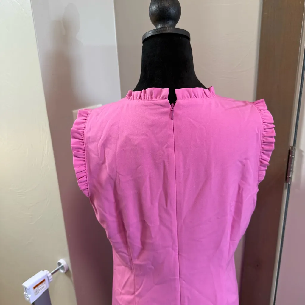 NWT J. Crew Factory Ruffleneck Suiting Dress Shift Pastel Pink‎ Career Business Pink Size 10 - Image 7