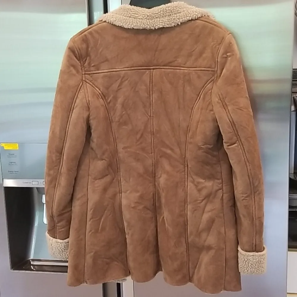 💕ZARA💕 Brown Faux Suede Sherpa Coat Boho Chic Large - Image 2