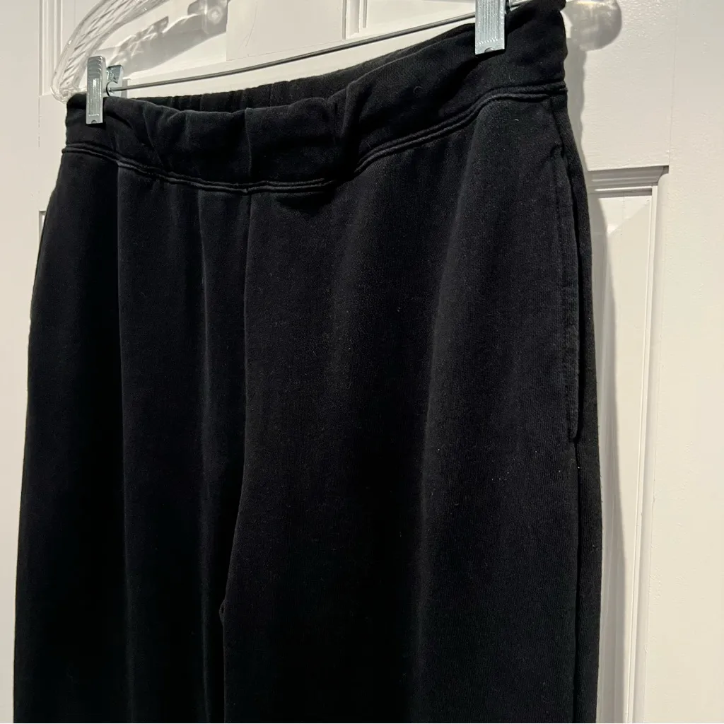 Spiritual Gangster Fleece Wide Leg Split Cuff Pants Black Large High Rise - Image 3