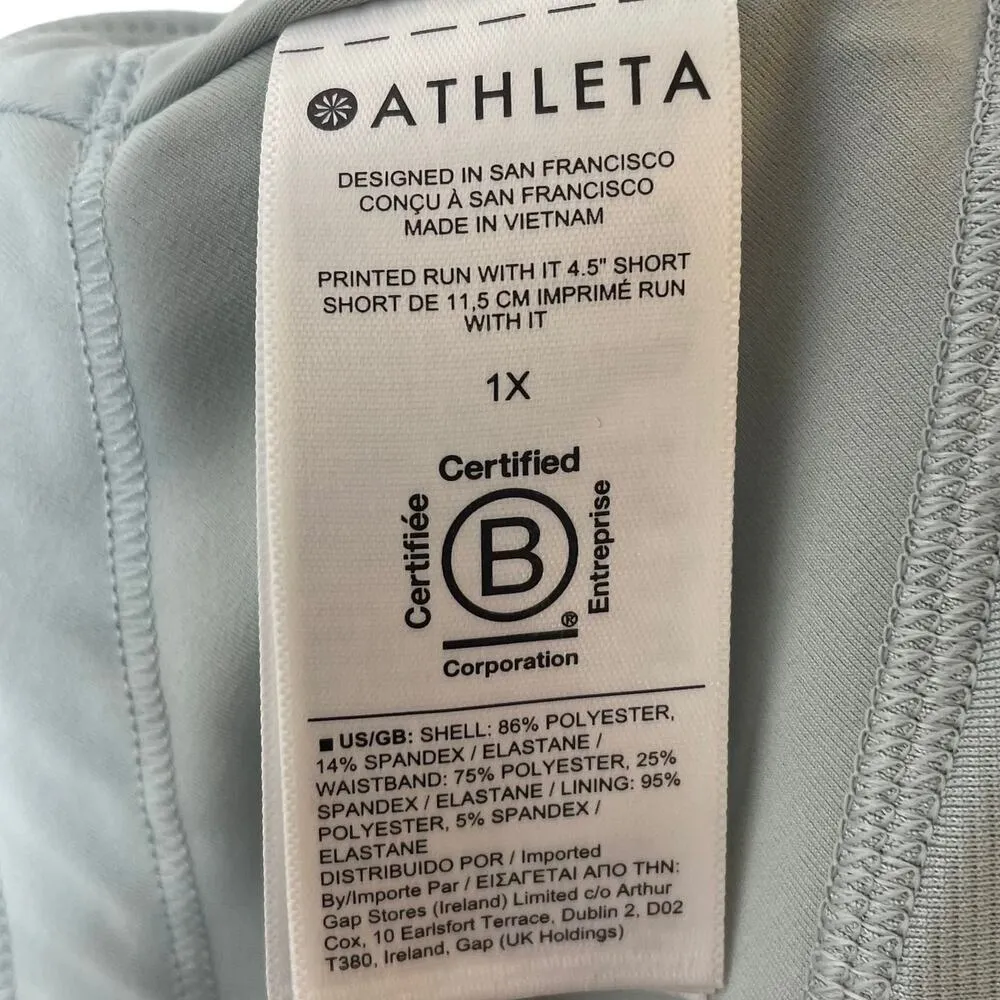 NEW Athleta Printed Run With It 4.5” Short Verve Horizon Gray White Womens 1X - Image 6