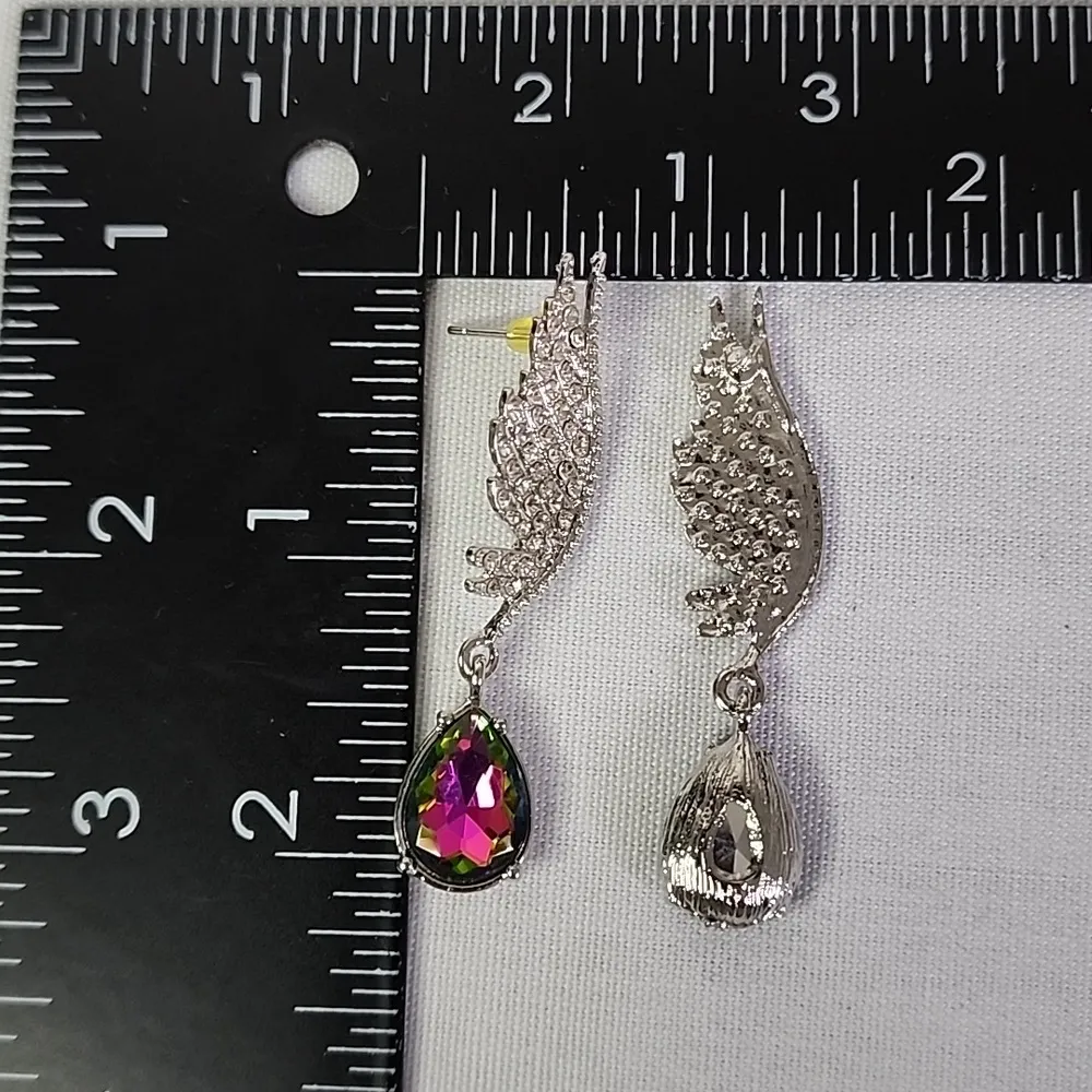 Silver Crystal Feather with AB Teardrop Stone New - Image 4